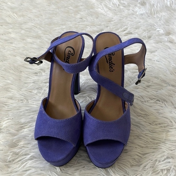 Candies Women’s heels Purple Suede Open-toe Platform size 7.5 M - Picture 4 of 13